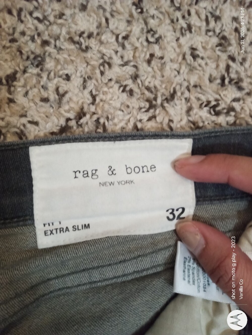 Anthropologie Rag & Bone Fit 1 Extra Slim Jean Skinny Grey Size 32 - Picture 3 of 10